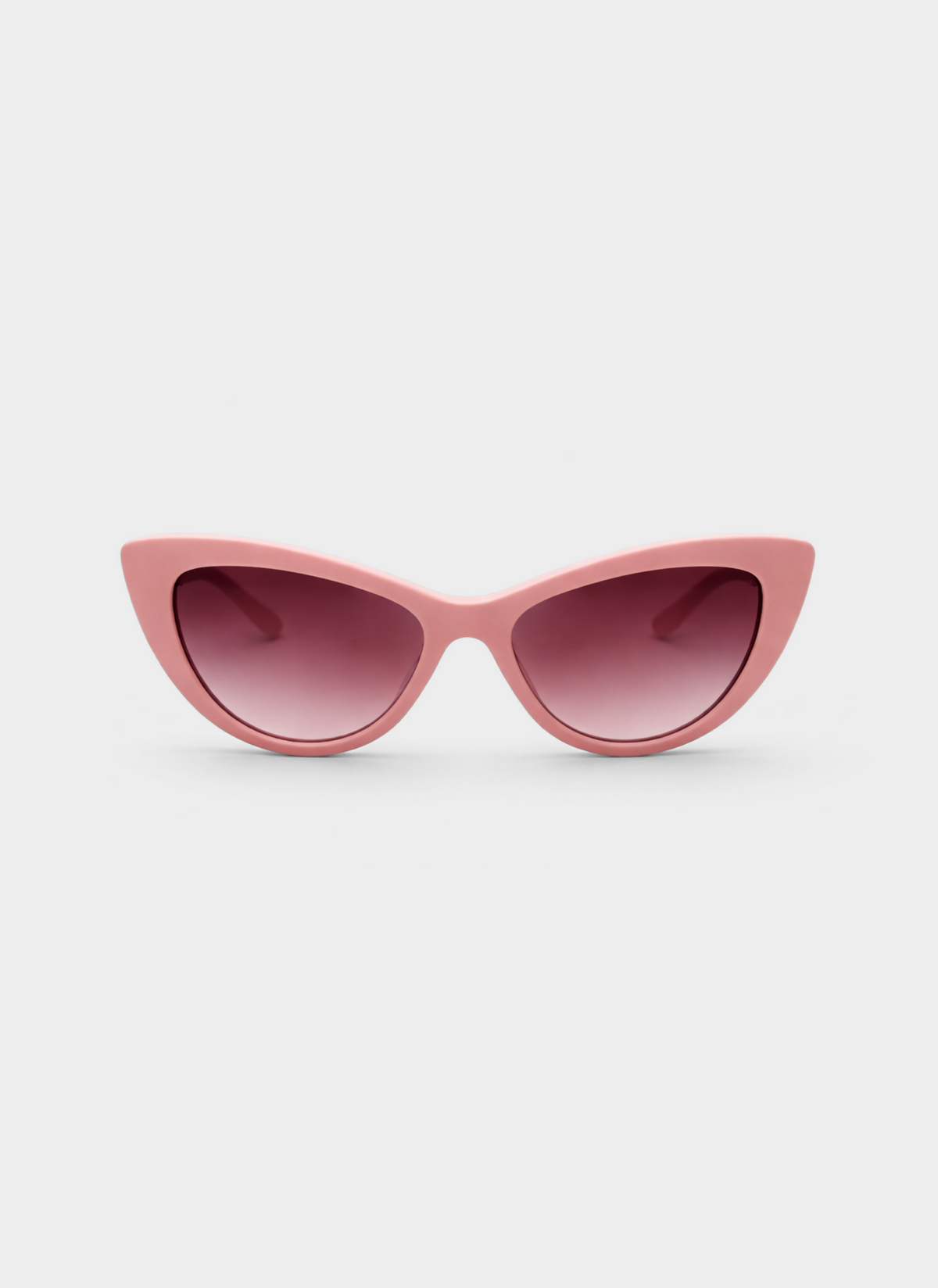 Pink cat-eye sunglasses on a white background